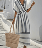Robe Longue avec Encolure en V et Manches Courtes pour Femmes - Emilia Lane
