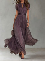 Robe Longue avec Encolure Goutte et Bordure en Dentelle pour Femmes - Emilia Lane