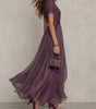 Robe Longue avec Encolure Goutte et Bordure en Dentelle pour Femmes - Emilia Lane