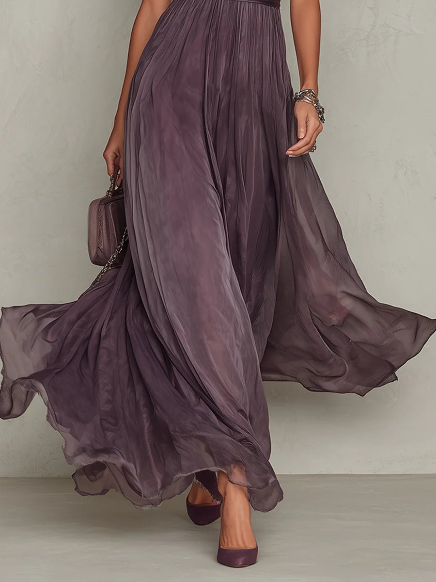 Robe Longue avec Encolure Goutte et Bordure en Dentelle pour Femmes - Emilia Lane