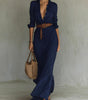 Robe Longue Ceinturée en Coton pour Femmes