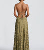 Robe Longue Drapée à Motif Floral avec Bretelles pour Femme | Idéale pour les Sorties - Emilia Lane