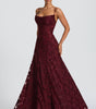 Robe Longue Drapée à Motif Floral avec Bretelles pour Femme | Idéale pour les Sorties - Emilia Lane