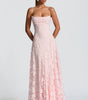 Robe Longue Drapée à Motif Floral avec Bretelles pour Femme | Idéale pour les Sorties - Emilia Lane
