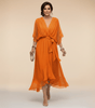 Robe Longue en Chiffon à Manches Chauve - Souris pour Femmes - Emilia Lane