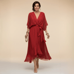 Robe Longue en Chiffon à Manches Évasées pour Femmes - Emilia Lane