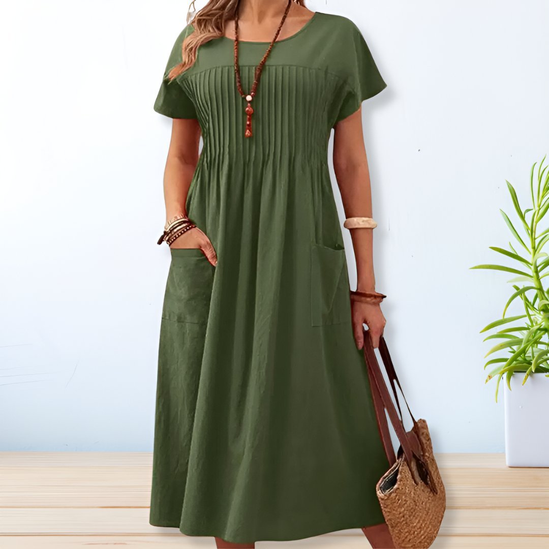 Robe longue en coton et lin pour femmes - Emilia Lane