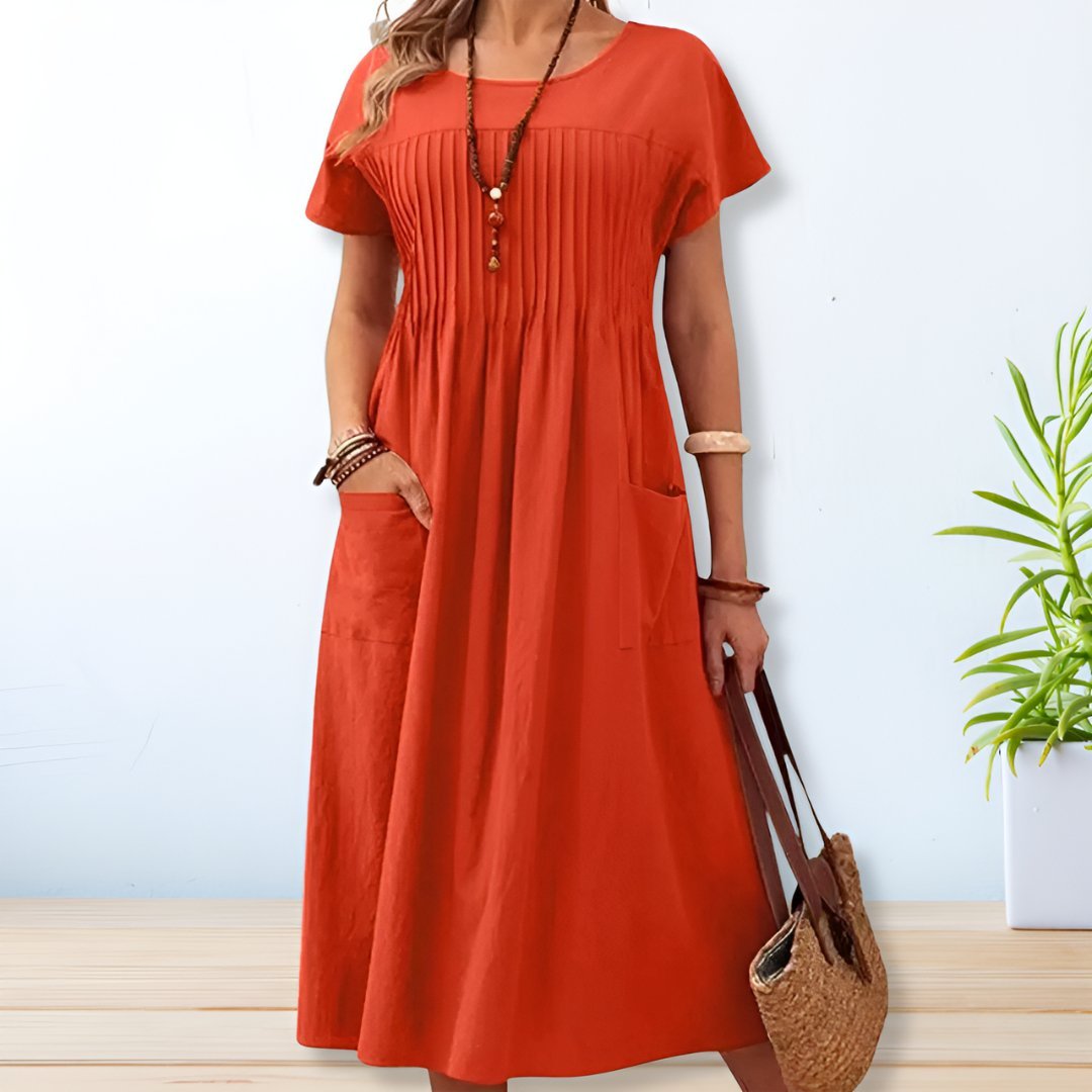 Robe longue en coton et lin pour femmes - Emilia Lane