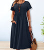 Robe longue en coton et lin pour femmes - Emilia Lane