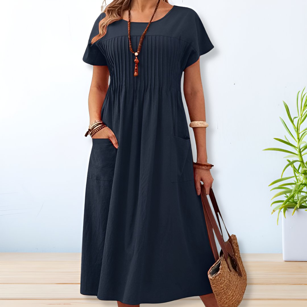 Robe longue en coton et lin pour femmes - Emilia Lane