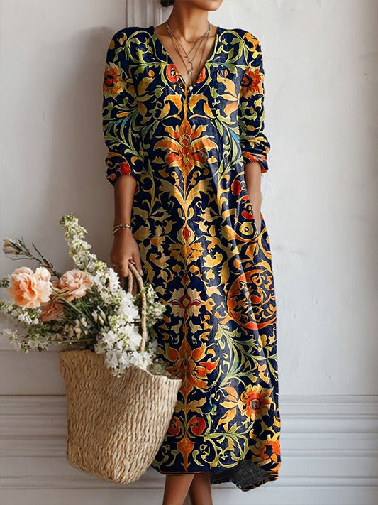 Robe Longue Fluide Imprimée pour Femmes - Emilia Lane