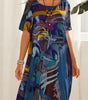 Robe Longue Imprimé Tropicaux Manches Courtes pour Femme - Emilia Lane