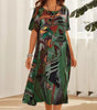 Robe Longue Imprimé Tropicaux Manches Courtes pour Femme - Emilia Lane