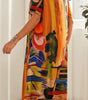 Robe Longue Imprimé Tropicaux Manches Courtes pour Femme - Emilia Lane