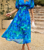 Robe longue imprimée à col en V pour femmes - Emilia Lane
