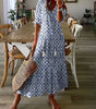 Robe longue imprimée à col en V pour femmes - Emilia Lane