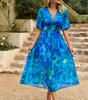 Robe longue imprimée à col en V pour femmes - Emilia Lane
