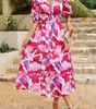 Robe longue imprimée à col en V pour femmes - Emilia Lane