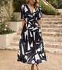 Robe longue imprimée à col en V pour femmes - Emilia Lane