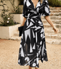 Robe longue imprimée à col en V pour femmes - Emilia Lane