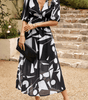 Robe longue imprimée à col en V pour femmes - Emilia Lane