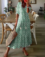 Robe longue imprimée à col en V pour femmes - Emilia Lane