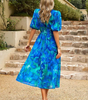 Robe longue imprimée à col en V pour femmes - Emilia Lane