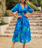 Robe longue imprimée à col en V pour femmes - Emilia Lane