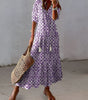 Robe longue imprimée à col en V pour femmes - Emilia Lane