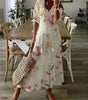 Robe longue imprimée à col en V pour femmes - Emilia Lane