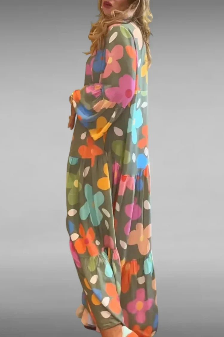 Robe Longue Imprimée à Manches Longues pour Femmes - Emilia Lane