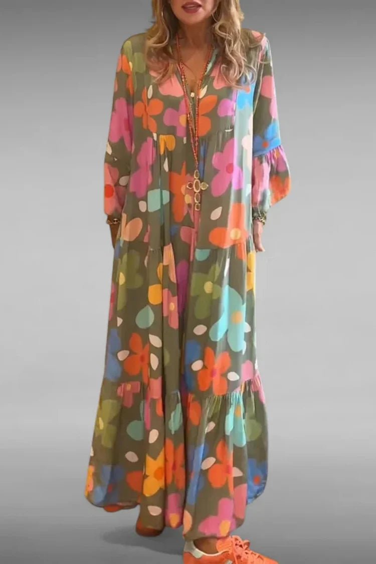 Robe Longue Imprimée à Manches Longues pour Femmes - Emilia Lane