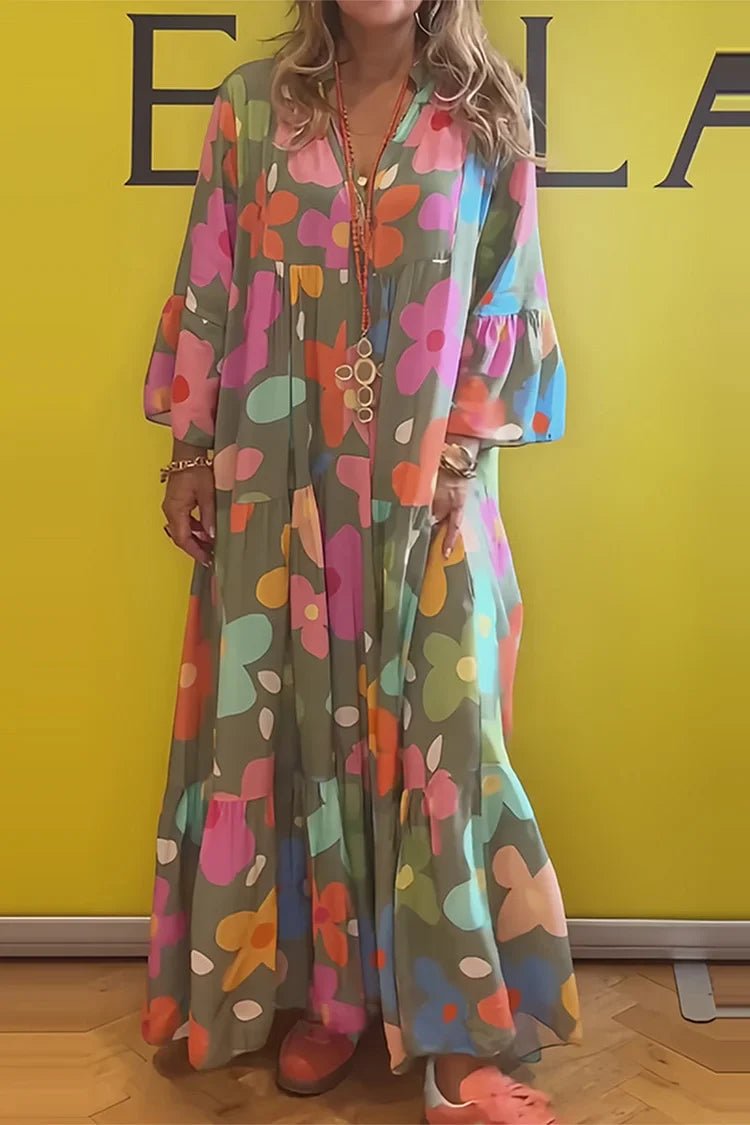 Robe Longue Imprimée à Manches Longues pour Femmes - Emilia Lane