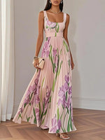 Robe longue plissée à motif floral pour femmes - Emilia Lane