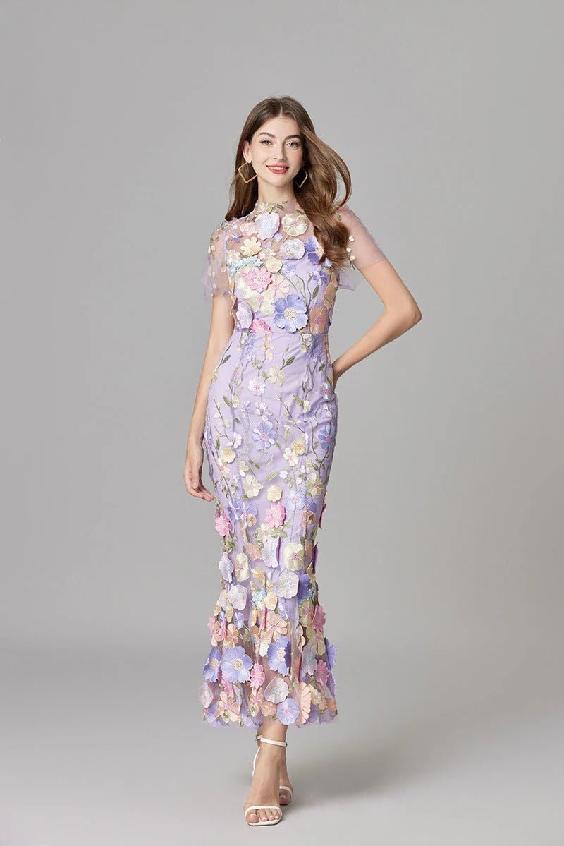 Robe Longue sans Manches à Appliqué Floral pour Femme | Idéale pour les Sorties - Emilia Lane