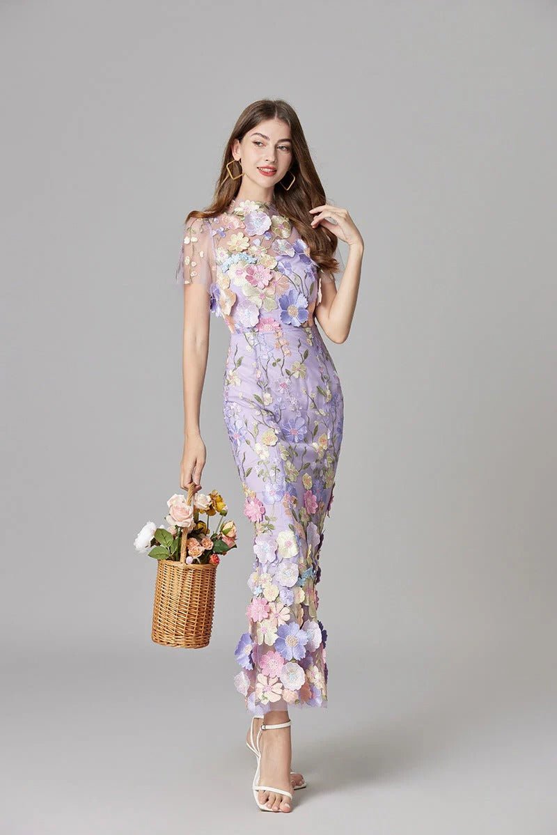 Robe Longue sans Manches à Appliqué Floral pour Femme | Idéale pour les Sorties - Emilia Lane