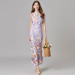 Robe Longue sans Manches à Appliqué Floral pour Femme | Idéale pour les Sorties - Emilia Lane