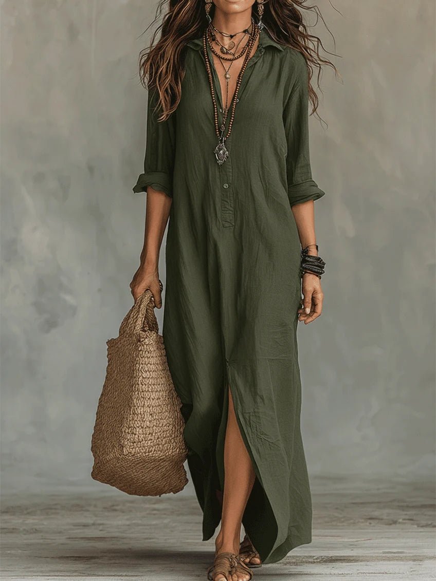 Robe Longue Style Chemise à Boutons pour Femmes - Emilia Lane