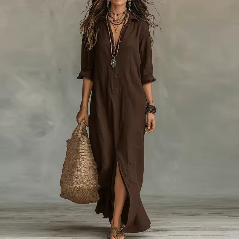 Robe Longue Style Chemise à Boutons pour Femmes - Emilia Lane