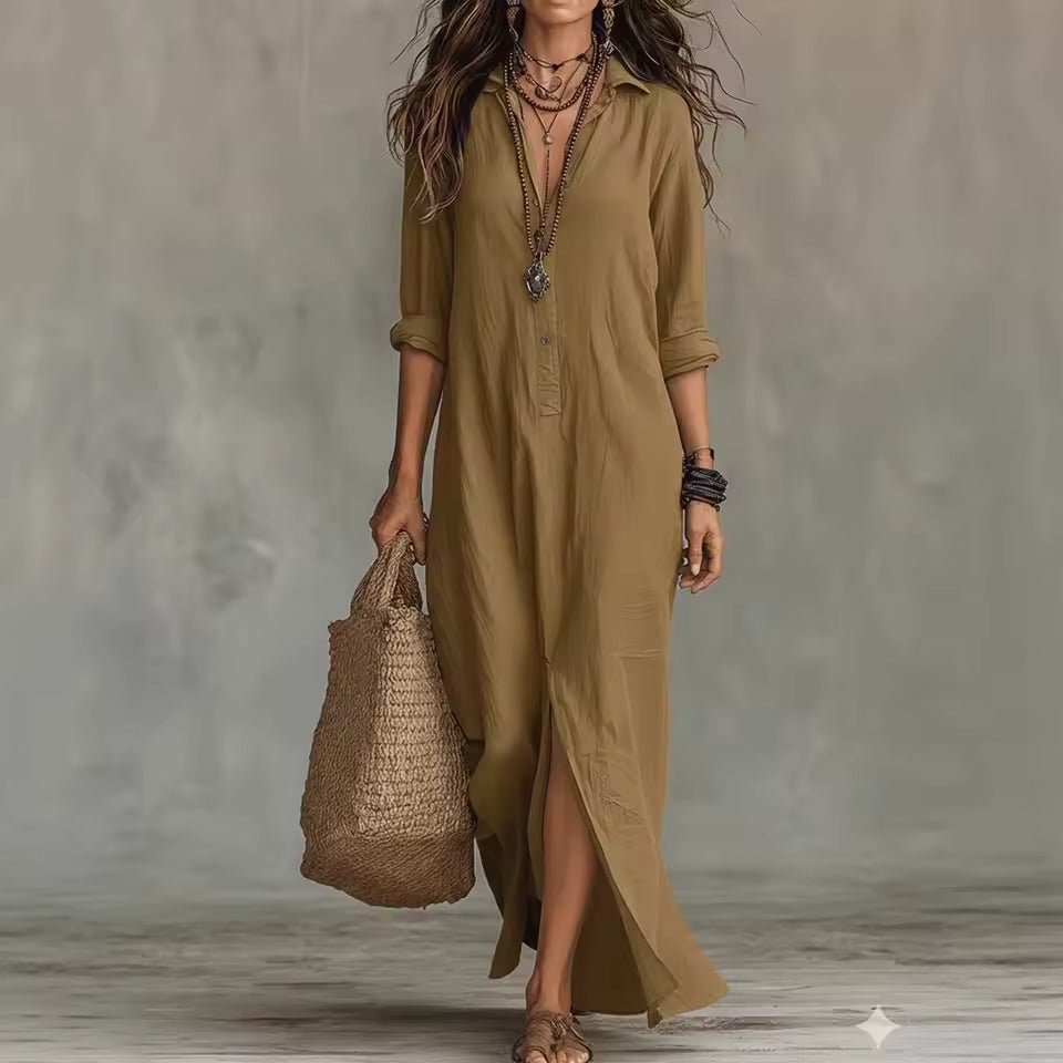 Robe Longue Style Chemise à Boutons pour Femmes - Emilia Lane