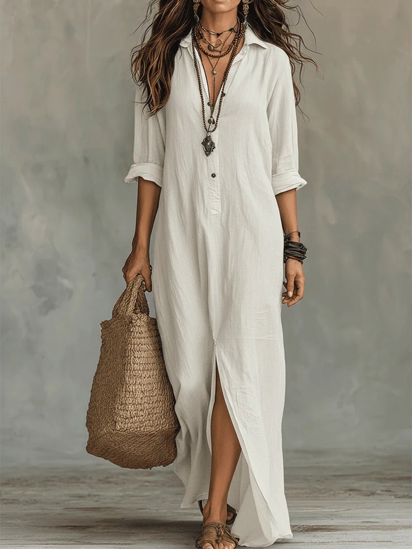 Robe Longue Style Chemise à Boutons pour Femmes - Emilia Lane