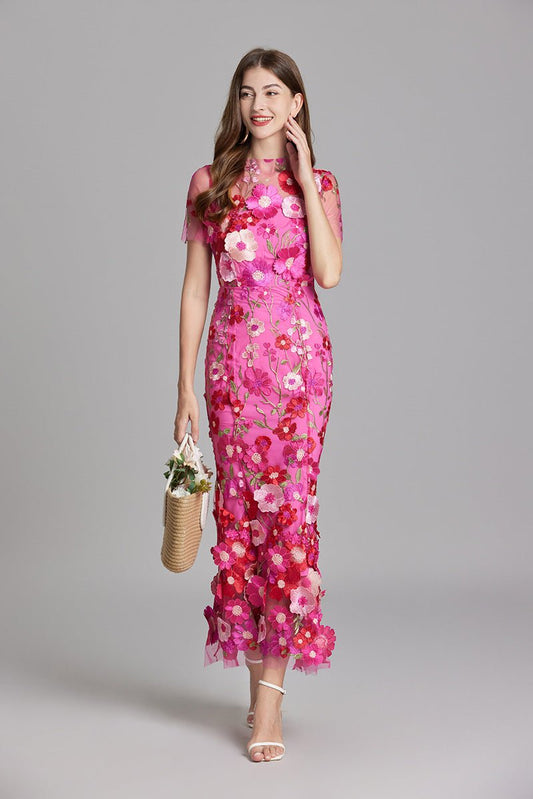 Robe Mermaid à Appliques Florales pour Femme | Idéale pour les Sorties - Emilia Lane