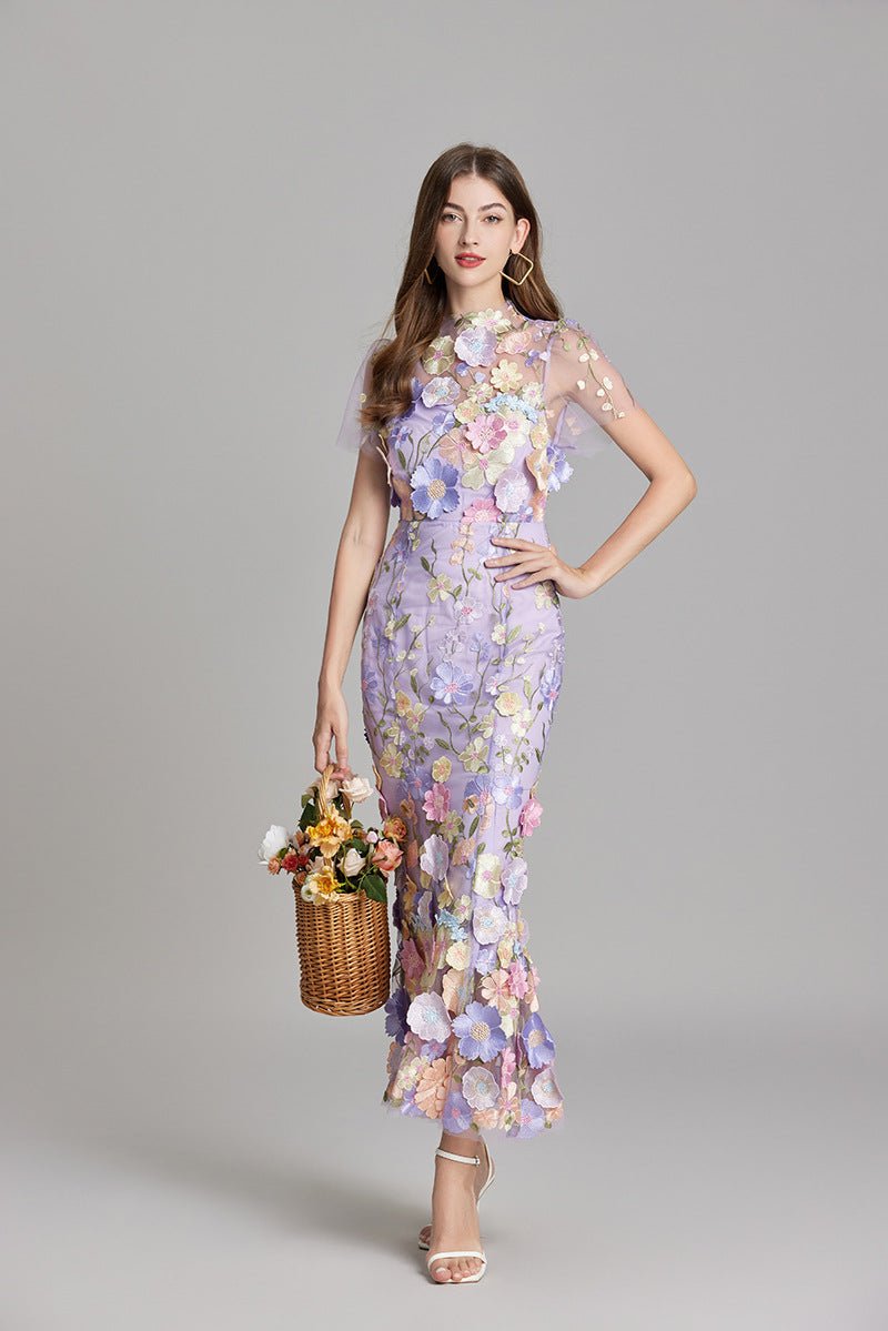 Robe Mermaid à Appliques Florales pour Femme | Idéale pour les Sorties - Emilia Lane