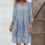 Robe Mi - Longue à Col V en Dentelle pour Femmes - Emilia Lane