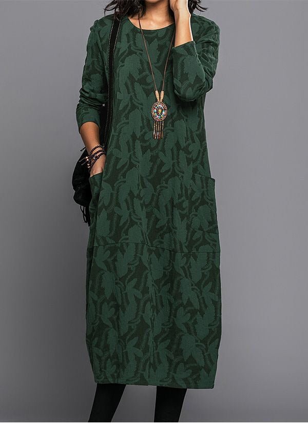 Robe mi - longue à manches longues pour femmes - Emilia Lane