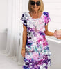 Robe mi - longue plissée à volants avec imprimé floral pour femmes - Emilia Lane