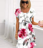 Robe mi - longue plissée à volants avec imprimé floral pour femmes - Emilia Lane