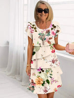 Robe mi - longue plissée à volants avec imprimé floral pour femmes - Emilia Lane