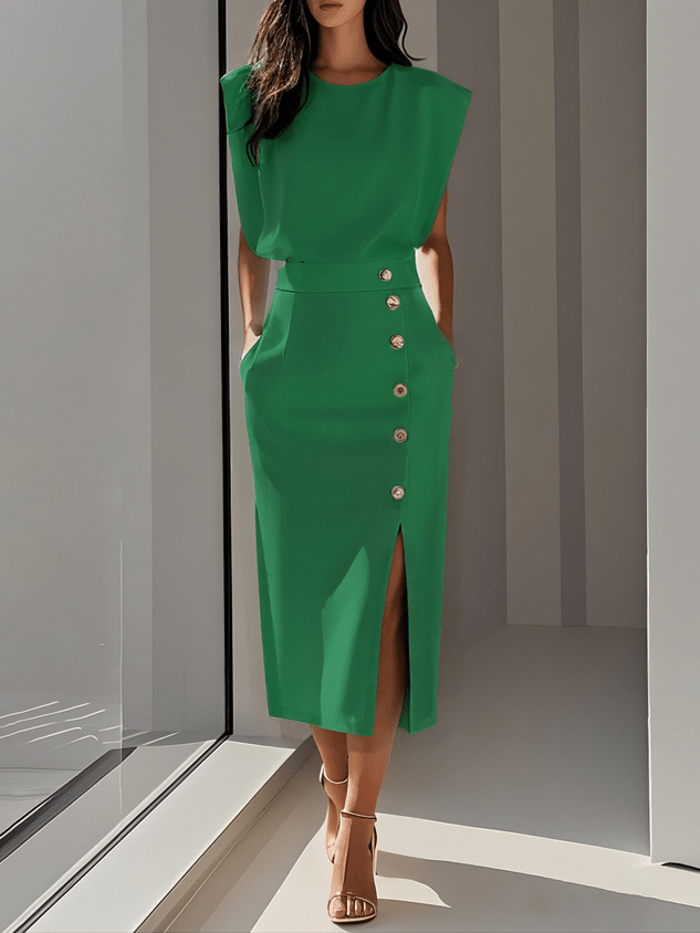 Robe Midi à Encolure Ronde pour Femmes - Emilia Lane