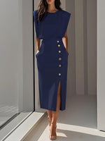 Robe Midi à Encolure Ronde pour Femmes - Emilia Lane